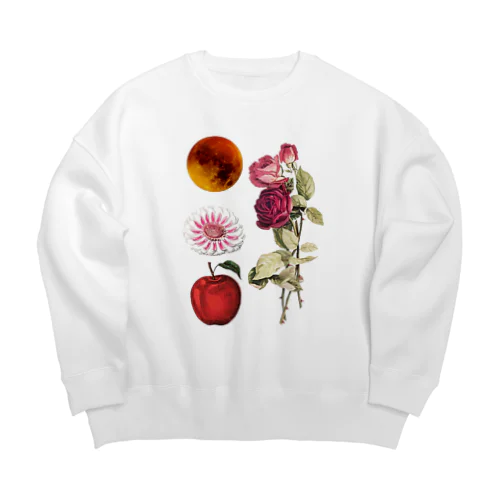 赤いりんごと赤い薔薇と赤い月と Big Crew Neck Sweatshirt