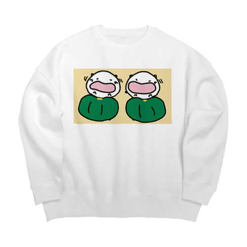 カボチャの上で毛繕いするねこたちです Big Crew Neck Sweatshirt