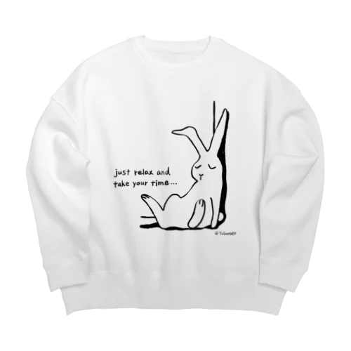 りらっくすうさぎ（黒） Big Crew Neck Sweatshirt