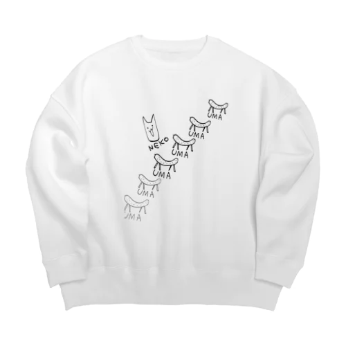 ネコ&ウマ Big Crew Neck Sweatshirt