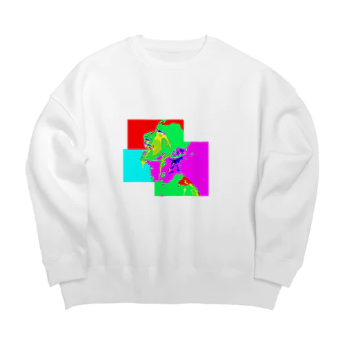 笑いながら泣く-カラフル Big Crew Neck Sweatshirt