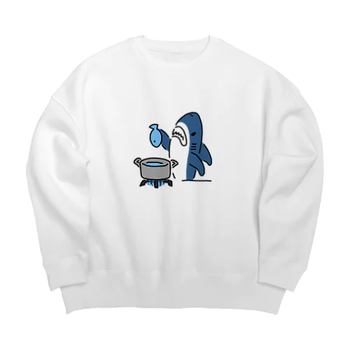 魚を茹でるサメ Big Crew Neck Sweatshirt