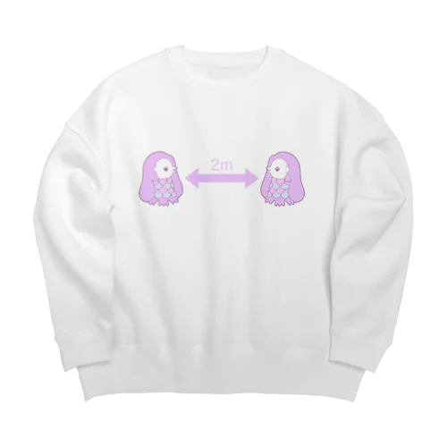 ソーシャルディスタンスゆめかわアマビエ Big Crew Neck Sweatshirt