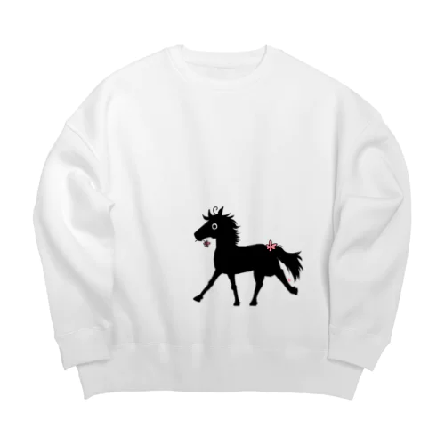 くろいうま　控えめバージョン Big Crew Neck Sweatshirt