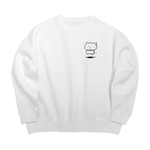 ねこが浮いてるビッグシルエットスウェット Big Crew Neck Sweatshirt