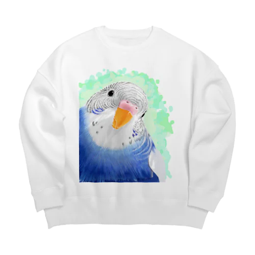 セキセイインコ　オパーリン大【まめるりはことり】 Big Crew Neck Sweatshirt