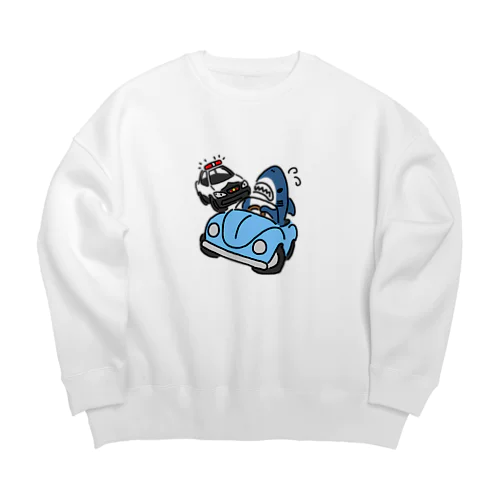 逃げるサメ Big Crew Neck Sweatshirt