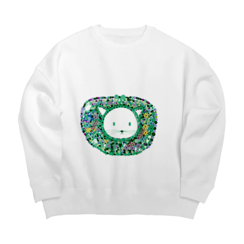 のんびり猫ちゃんいちご柄つき Big Crew Neck Sweatshirt