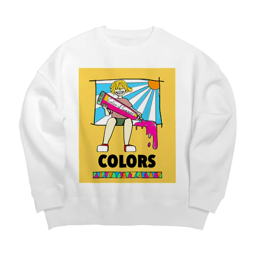 夏のインク（黄色） Big Crew Neck Sweatshirt