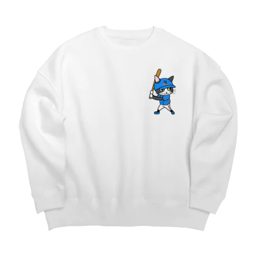 I💙Yakyu　にゃんこバッター Big Crew Neck Sweatshirt