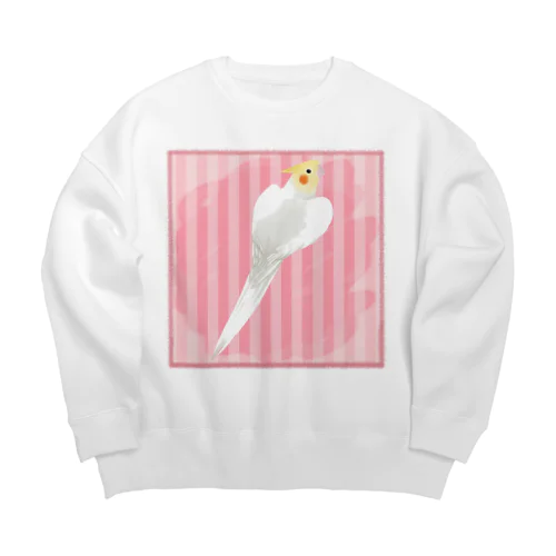 オカメインコ　ハートルチノーオカメインコ【まめるりはことり】 Big Crew Neck Sweatshirt