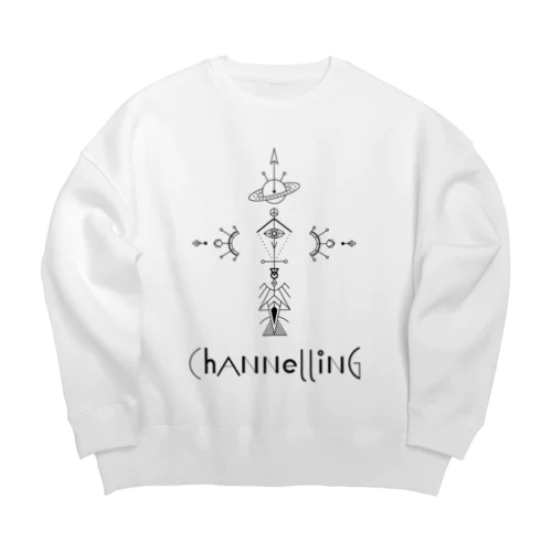 宇宙からの交信。CHANNELING.A 黒 Big Crew Neck Sweatshirt