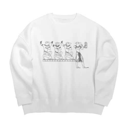 牛(エジプト壁画風) Big Crew Neck Sweatshirt