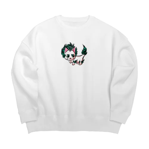 唐獅子にゃんこ Big Crew Neck Sweatshirt