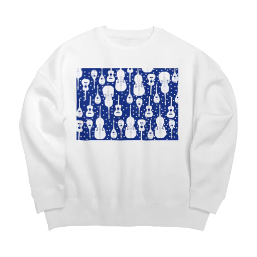 マンドリンオーケストラ(blue,dot) Big Crew Neck Sweatshirt