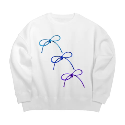 あお三連ちょうちょ結び Big Crew Neck Sweatshirt