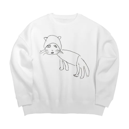 服パッツパツ猫 Big Crew Neck Sweatshirt