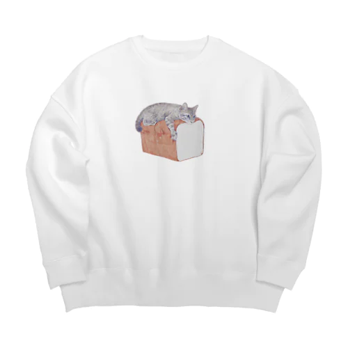 サバトラと高級食パン Big Crew Neck Sweatshirt