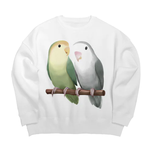 コザクラインコ　モーブとオリーブ【まめるりはことり】 Big Crew Neck Sweatshirt