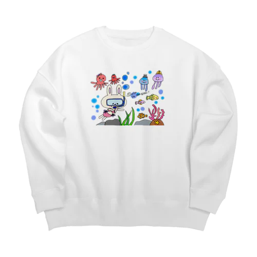 swim in the sea ! Big Crew Neck Sweatshirt