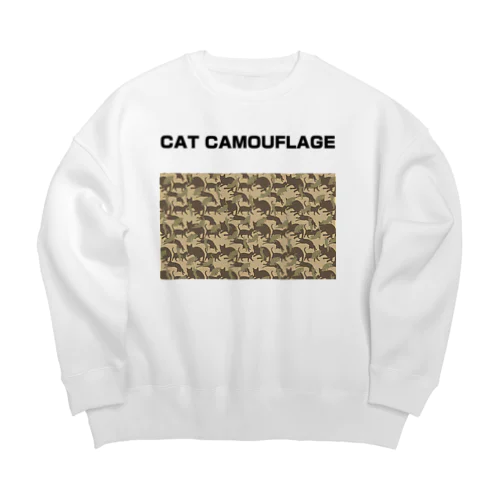 猫迷彩　カモフラージュ　グリーン Big Crew Neck Sweatshirt