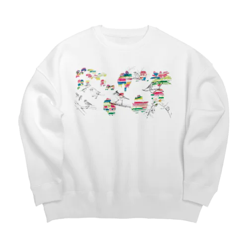 虹の野鳥 Big Crew Neck Sweatshirt