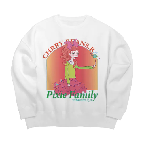 pixie family2-yellow Big Crew Neck Sweatshirt