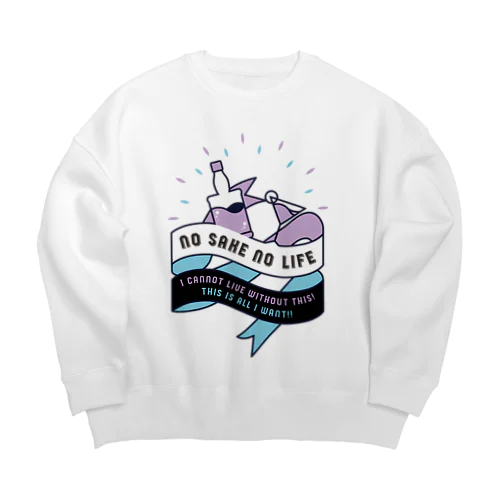 NO SAKE NO LIFE。 レトロな紫×青 Big Crew Neck Sweatshirt