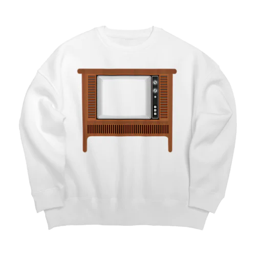 レトロな昭和のオーディオテレビのイラスト 画面オン 脚付き  Big Crew Neck Sweatshirt