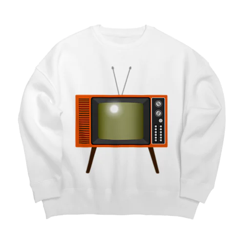 レトロな昭和の可愛いテレビのイラスト 脚付き  Big Crew Neck Sweatshirt