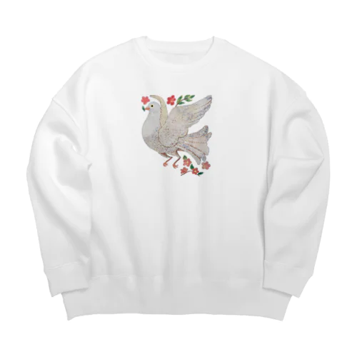 しろい　とり　ハト Big Crew Neck Sweatshirt