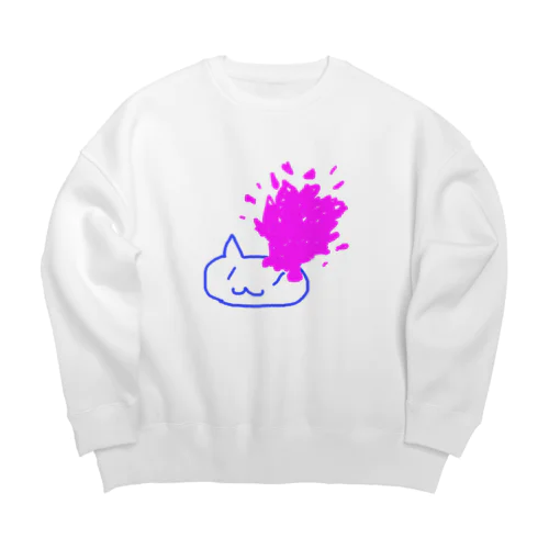 溢血（ねこ部分透過ver） Big Crew Neck Sweatshirt