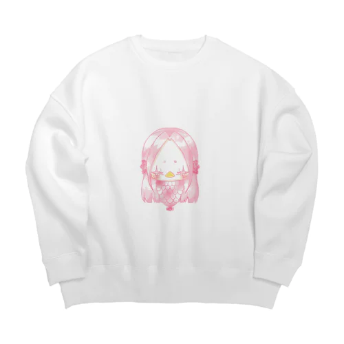 アマビエ様"ぴんく" Big Crew Neck Sweatshirt