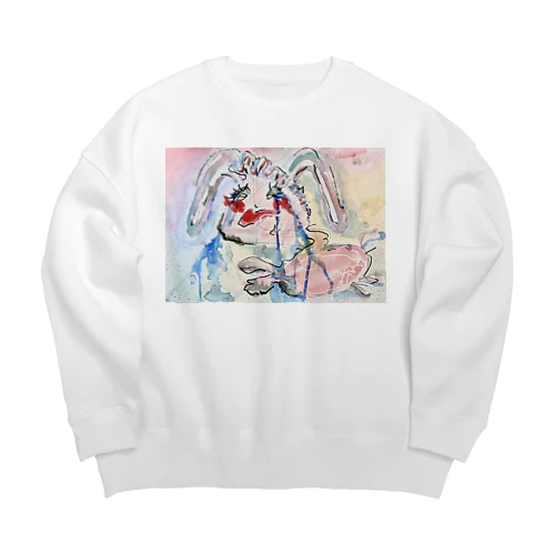 涙するウサギ Big Crew Neck Sweatshirt