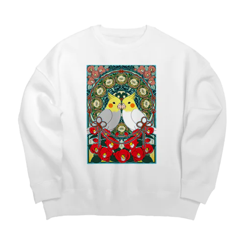 オカメインコ椿【まめるりはことり】 Big Crew Neck Sweatshirt