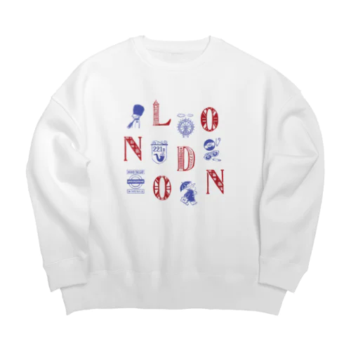 🌍 世界のまち 🇬🇧 イギリス・ロンドン (レッド) Big Crew Neck Sweatshirt