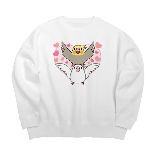 ラブリーオカメインコ【まめるりはことり】 Big Crew Neck Sweatshirt