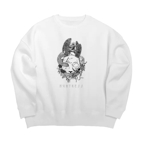  HUNTRESS　Black Big Crew Neck Sweatshirt