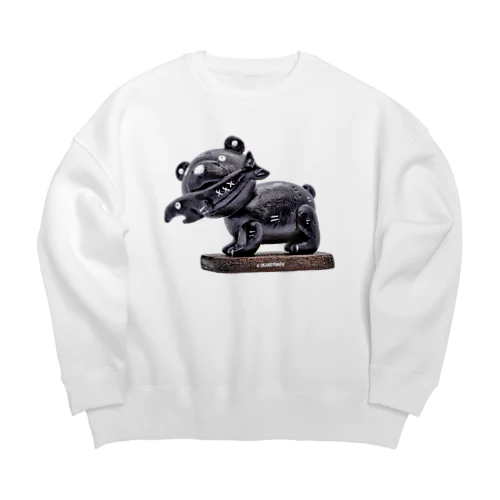 木彫りの熊風粘土のクマさん Big Crew Neck Sweatshirt