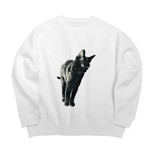 リアル黒猫1 Big Crew Neck Sweatshirt