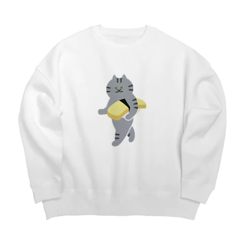 【大】玉子の握り寿司をのんびり運ぶねこ Big Crew Neck Sweatshirt