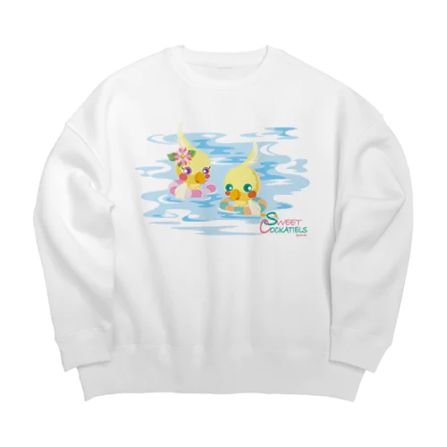 Sweet Cockatiels／浮き輪で海水浴 Big Crew Neck Sweatshirt