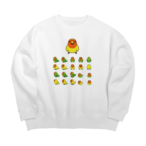 整列コザクラインコ隊【まめるりはことり】 Big Crew Neck Sweatshirt