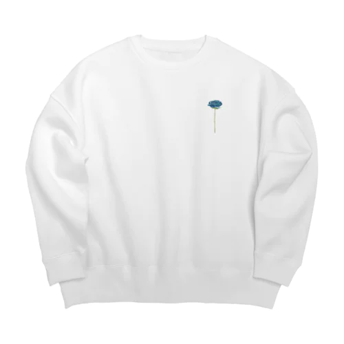 a rose(blue)_point Big Crew Neck Sweatshirt