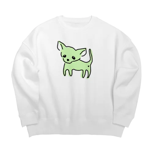 ゆるチワワ（グリーン） Big Crew Neck Sweatshirt