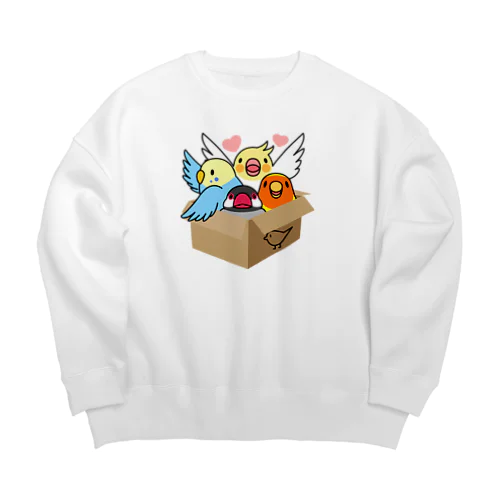 拾ってくださいインコ【まめるりはことり】 Big Crew Neck Sweatshirt