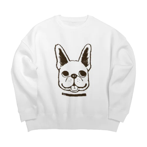 フレンチブルドックくん　ブラウン　 Big Crew Neck Sweatshirt