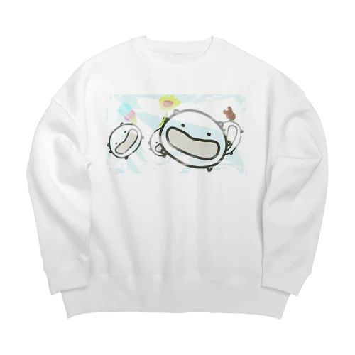 夏の楽しさを残したくて凍ったねこたちです Big Crew Neck Sweatshirt