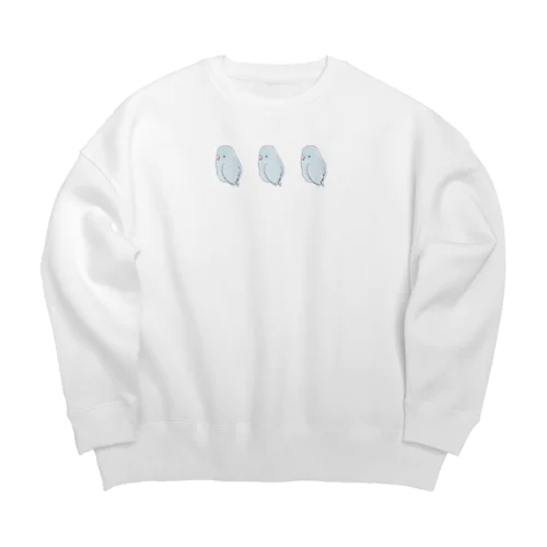 可愛いアメリカンホワイト　マメルリハちゃん【まめるりはことり】 Big Crew Neck Sweatshirt