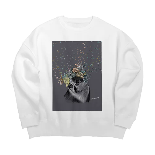 フラワーアートな猫💠 Big Crew Neck Sweatshirt